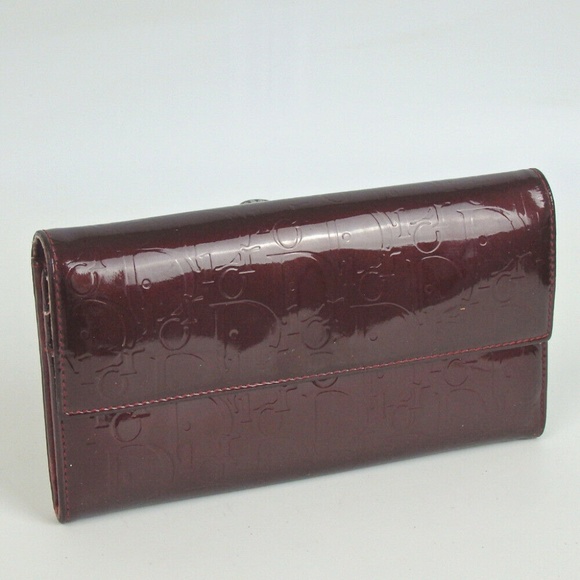 Dior Handbags - Christian Dior trot Patent leather Bordeaux Wallet